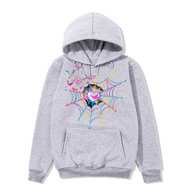 Women's hooded sweatshirt with artistic butterfly spiderweb motif Chic & Stil