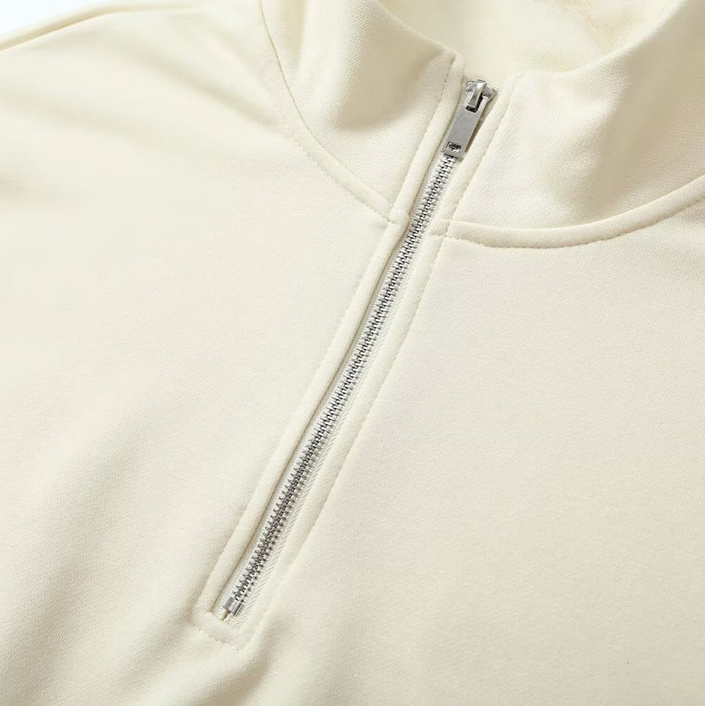 Women’s oversized pullover with half zip stand collar, elastic hem, and drop shoulders Amarae