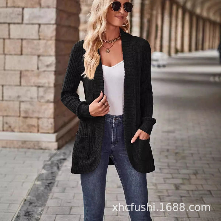 Women's knit jacket with structured design and practical pockets Lune London