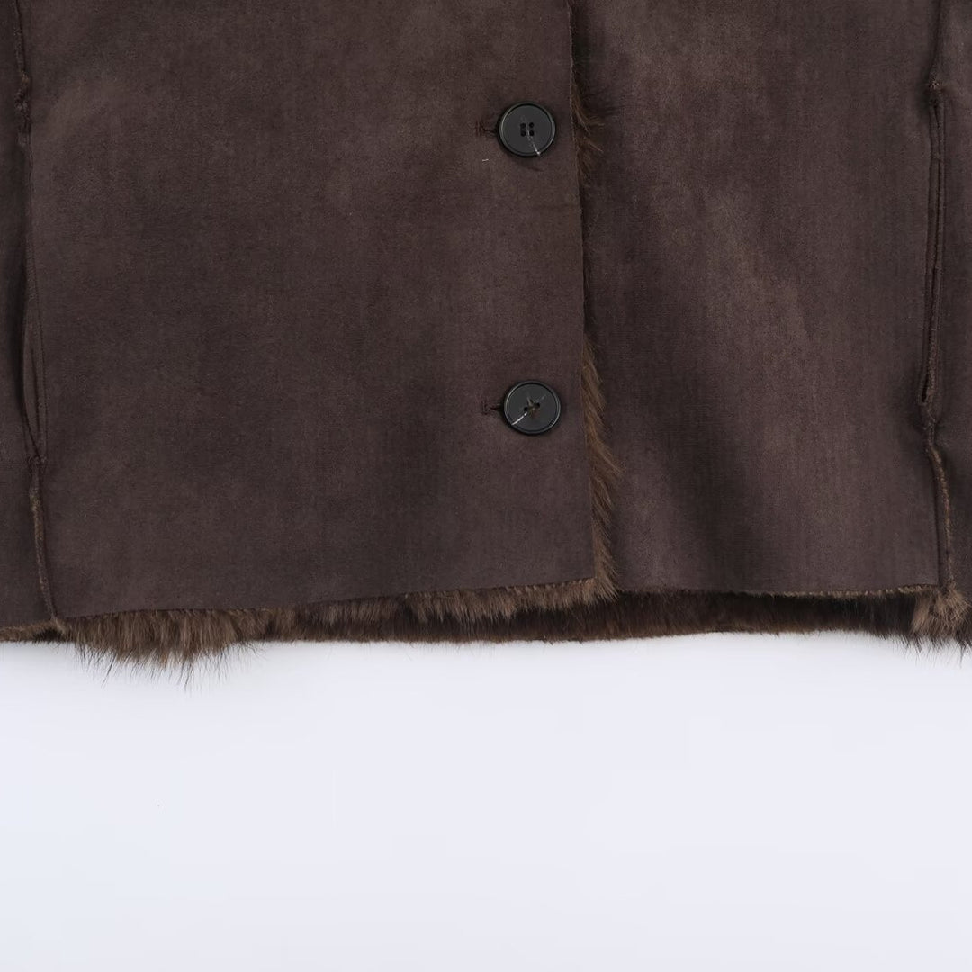 Veste en simili cuir à la mode pour femmes avec doublure en teddy luxueux Chic & Stil