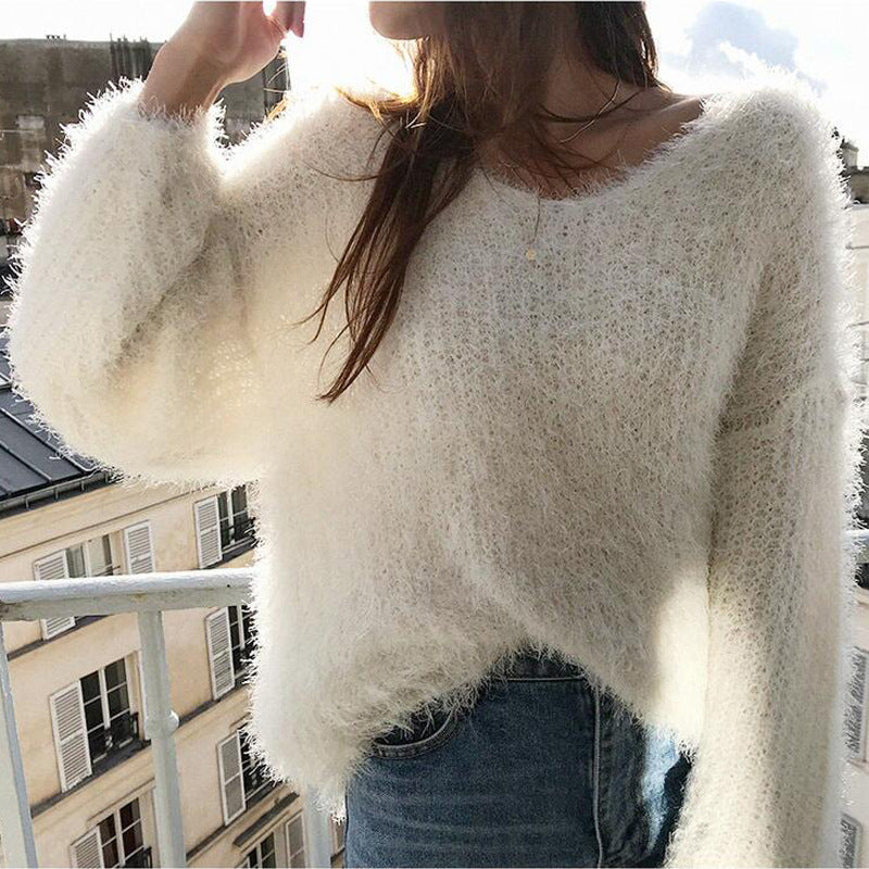 Pull femme en V douillet avec une texture douce et moelleuse Chic & Stil