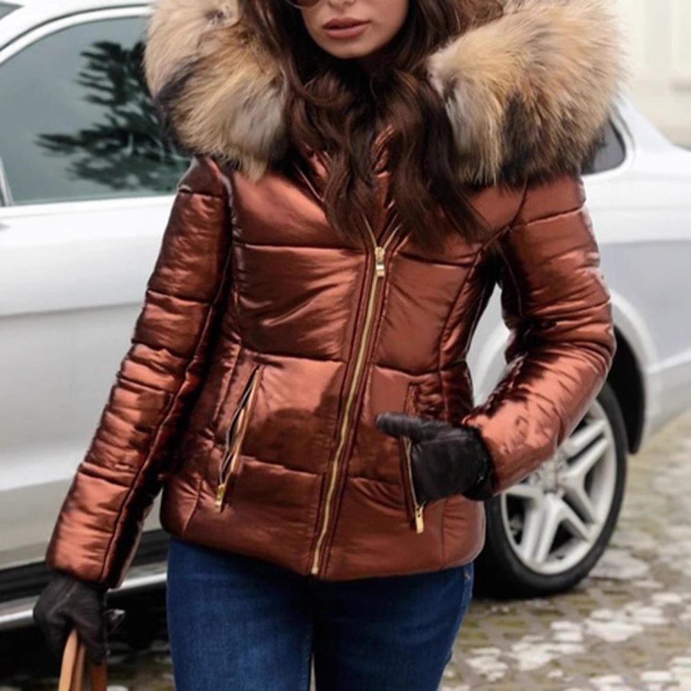 Lady quilted jacket with luxurious fur collar and practical pockets Lune London
