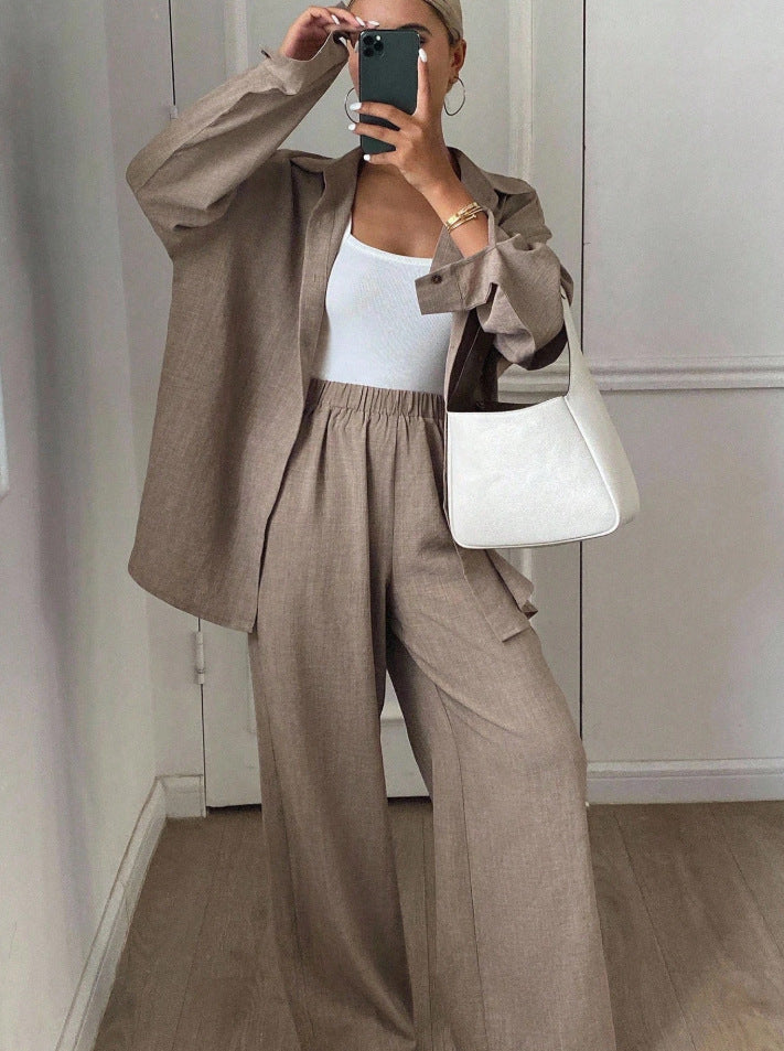 Ladies elegant casual linen blouse and wide pants Lune London