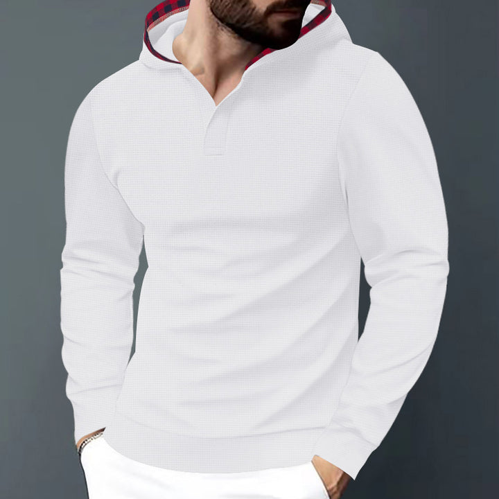 Trendy long sleeve shirt for men with hoodie and textured design Lune London