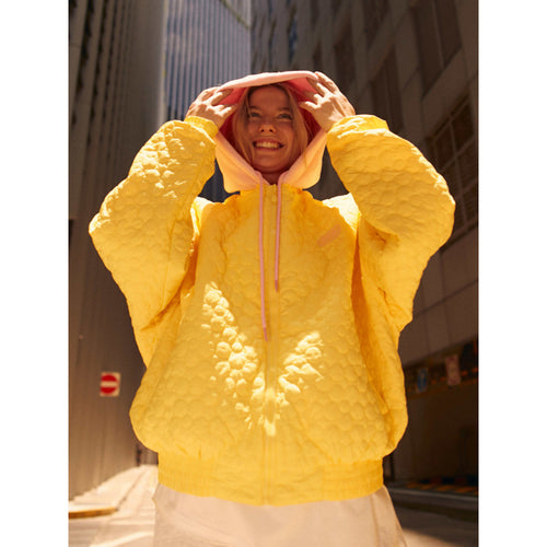 Lady oversized quilted jacket chic and style
