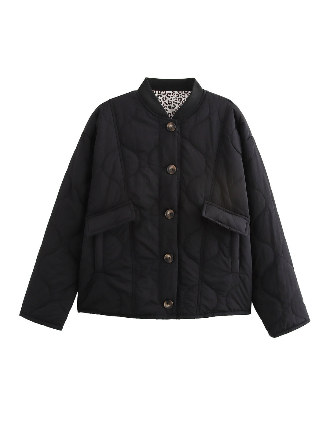 Short quilted jacket for women with pockets and modern collar Amarae