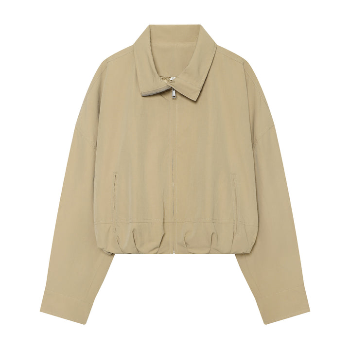 Women's short cut oversized bomber jacket made of cotton mix with zipper Amarae