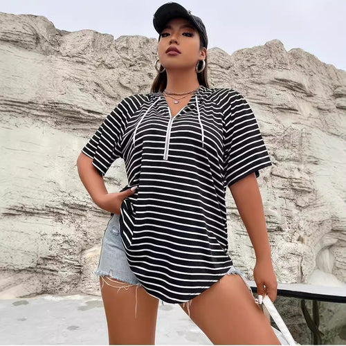 Women’s striped knit hoodie with Amarae