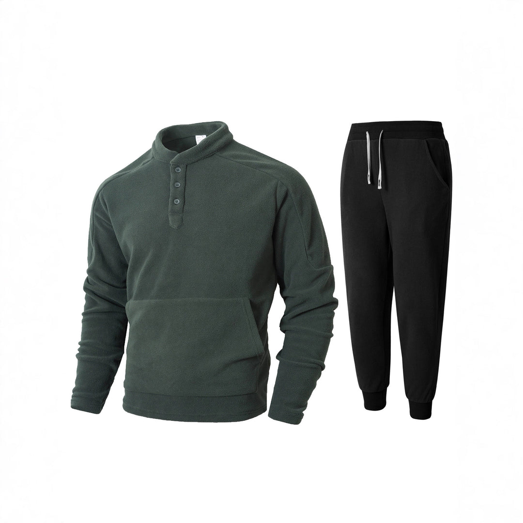 Cozy fleece tracksuit for men with button placket and practical pockets Lune London