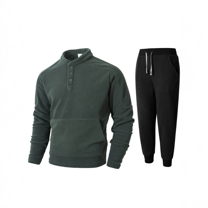 Cozy fleece tracksuit for men with button placket and practical pockets Lune London