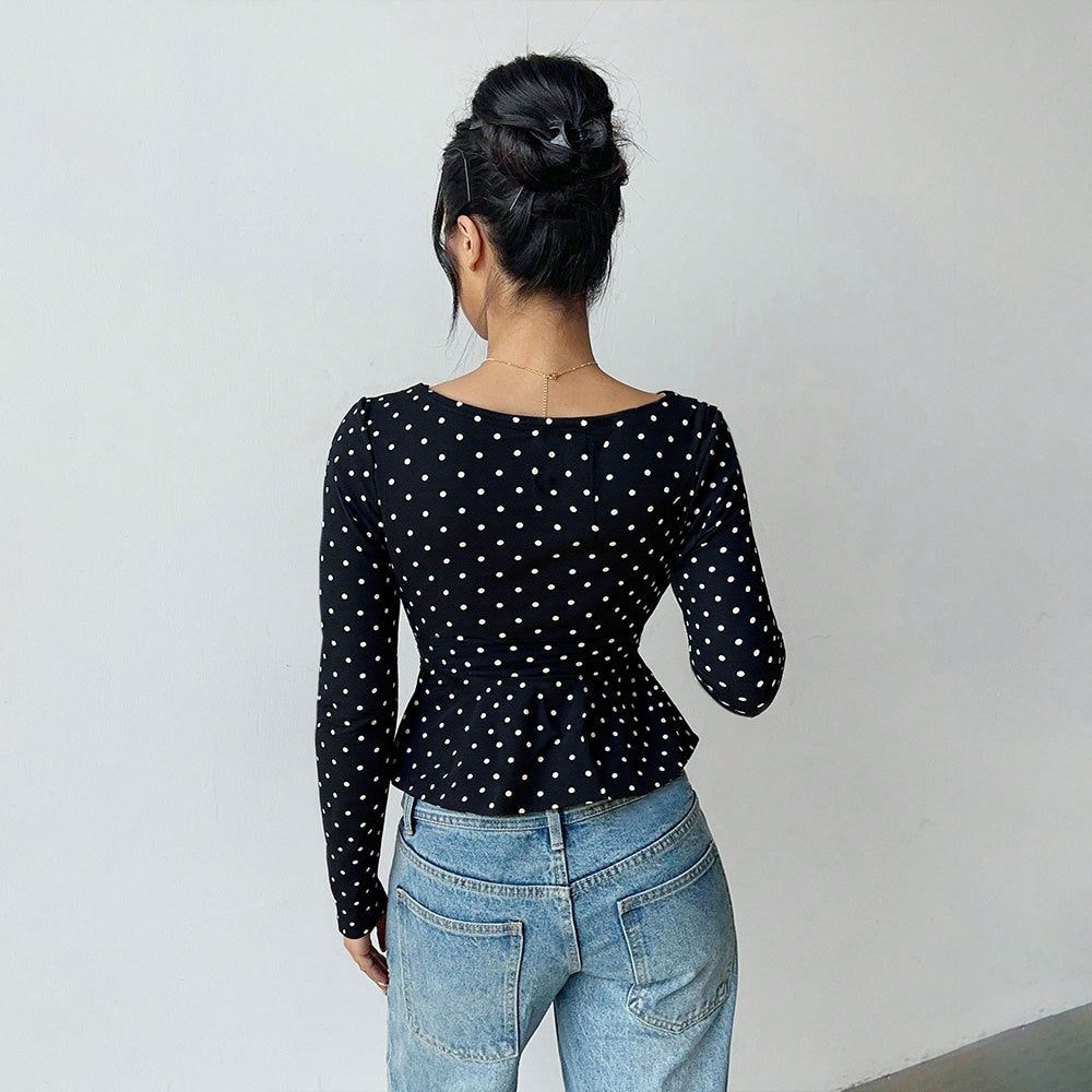 Women's blouse with peplum cut and polka dot pattern Chic & Stil
