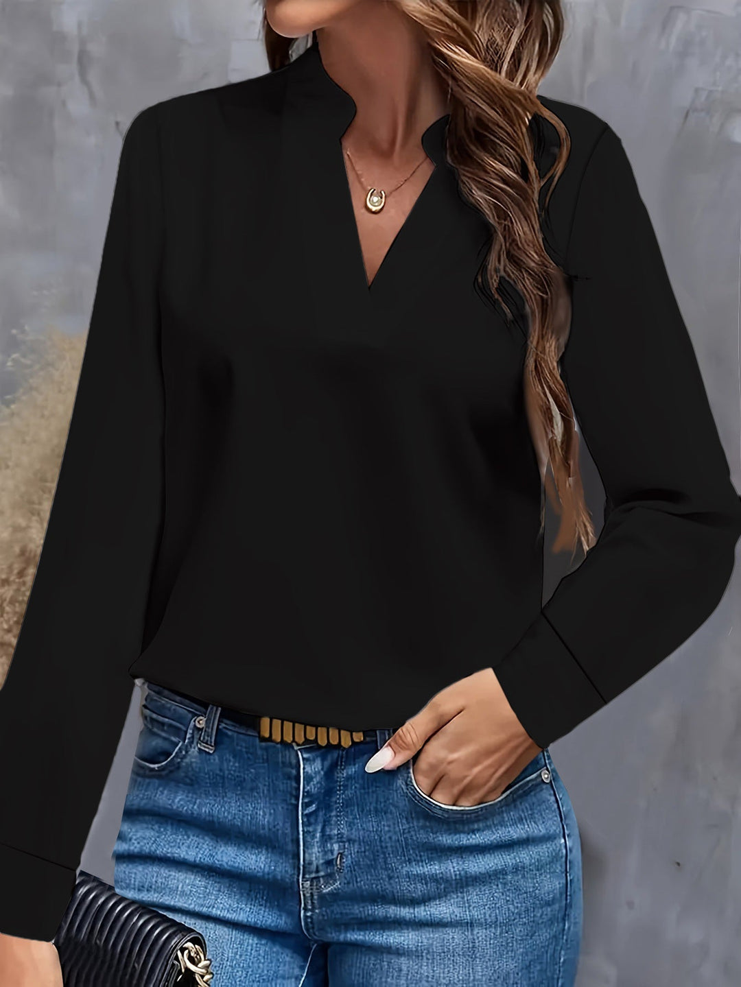 Women’S Blouse with Stand-Up Collar and Long Sleeves Lune London