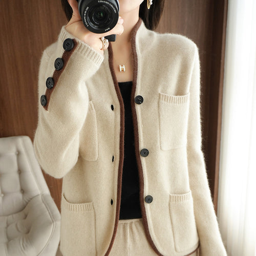 Wool knit jacket for women with high-quality wool and practical pockets Amarae