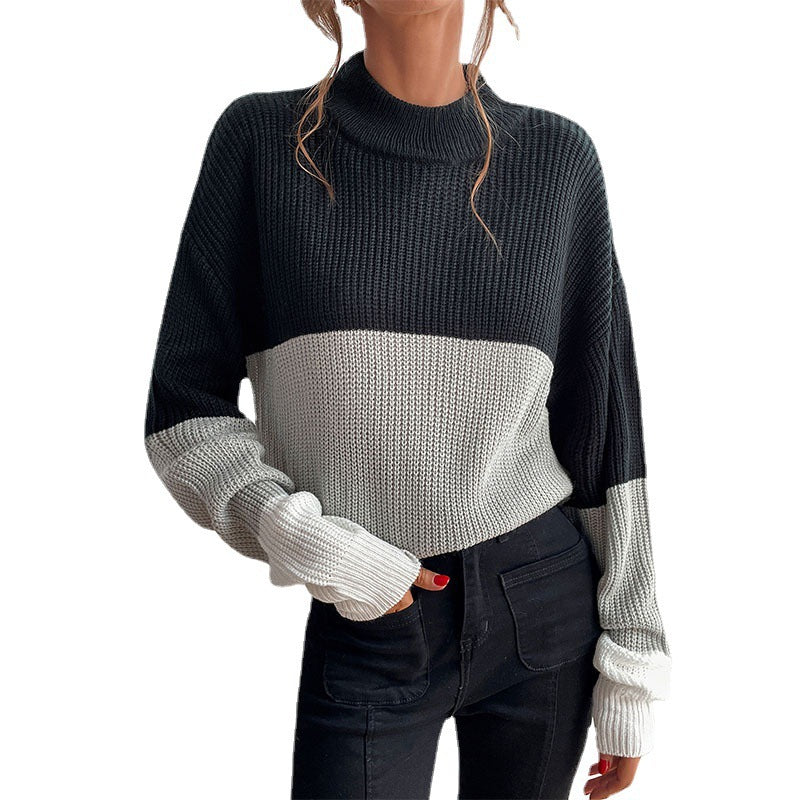 Thick knitted sweater for women with an innovative color block design Lune London