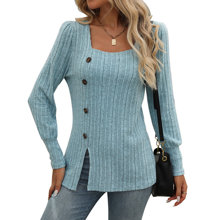 Top en tricot pour femmes avec encolure carrée et détails de boutons Chic & Stil