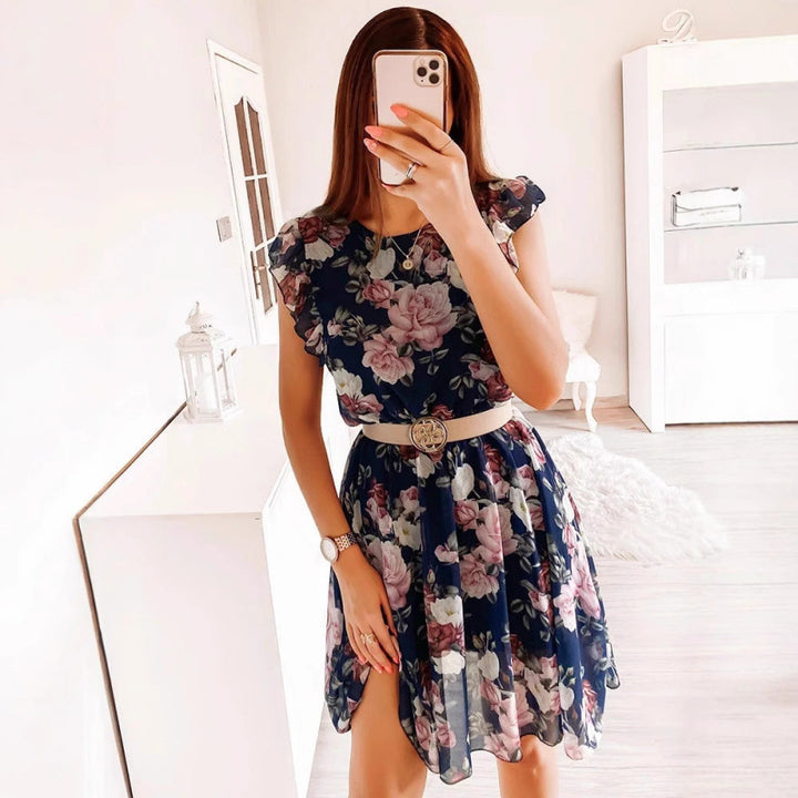 Lune London Floral Ruffle Midi Dress for Women