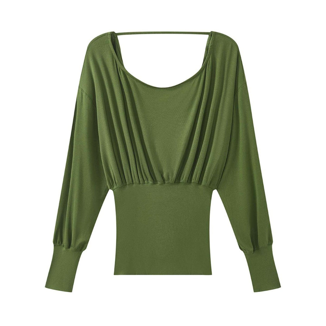 Women's Draped Layering Top with Off-the-Shoulder Cut and Decorative Straps Amarae