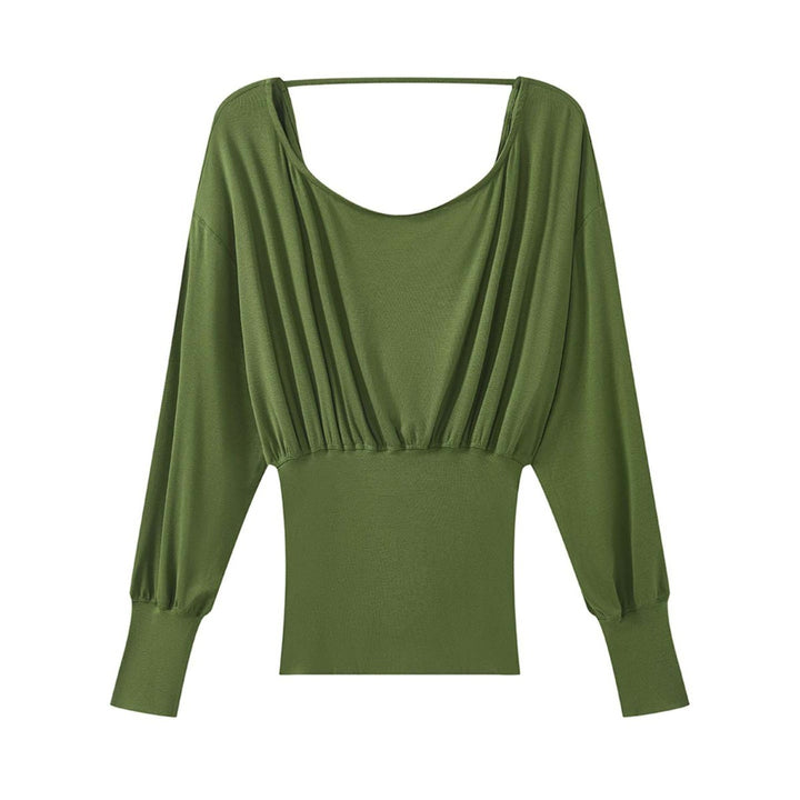 Women's Draped Layering Top with Off-the-Shoulder Cut and Decorative Straps Amarae