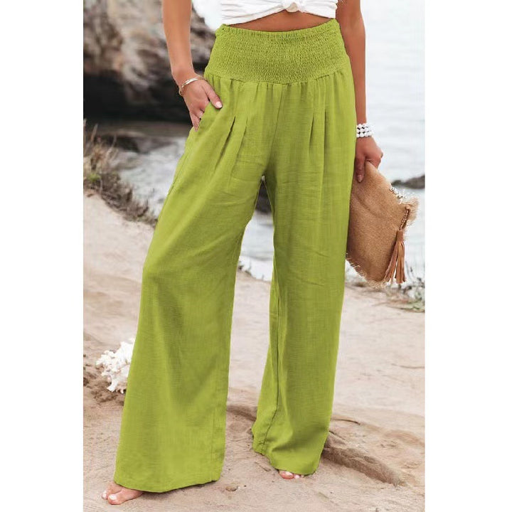 Summer pants for women, loose fit, with elastic waist and tightening details Lune London