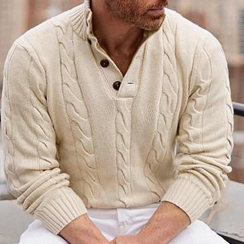 Men's knitted pullover with a modern weave pattern and a practical high collar Amarae