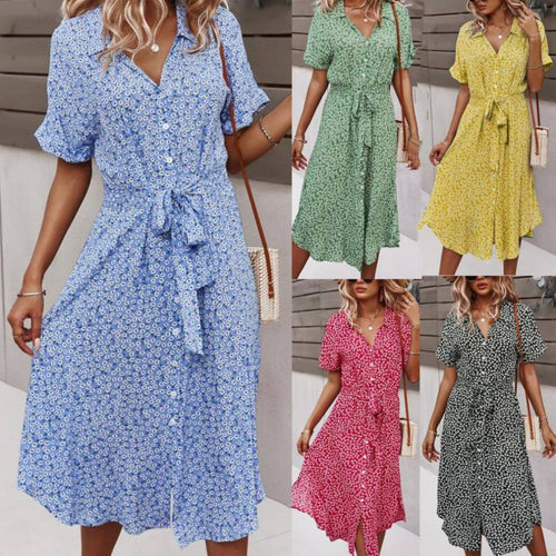 Floral dress for women with fitted cut and ruffles Amarae