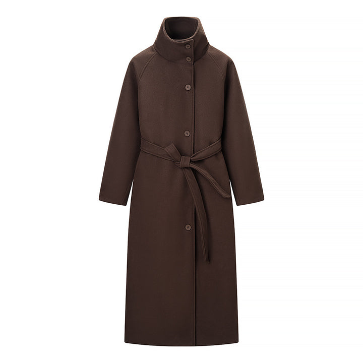Manteau élégant pour femmes en mélange de laine de haute qualité avec ceinture et col montant Chic & Stil