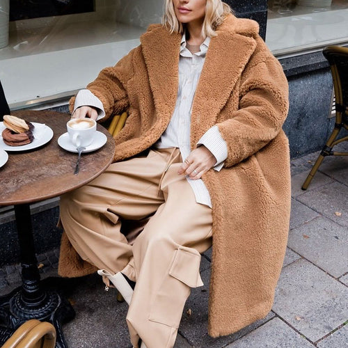 Ladies Oversized Comfortable Teddy Fleece Coat Amarae