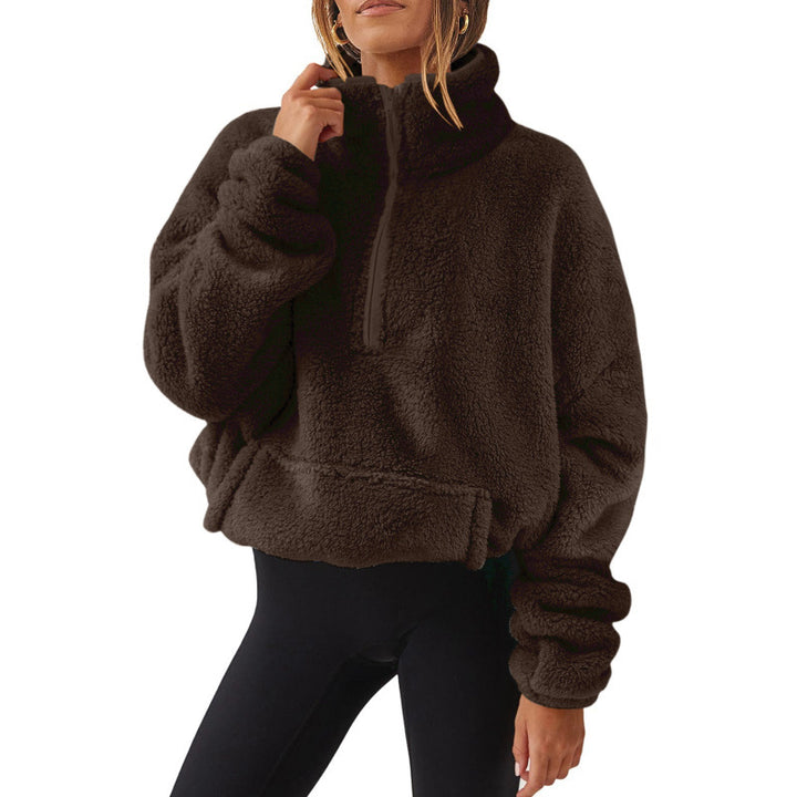 Women's comfortable sweater with high collar and zipper Lune London