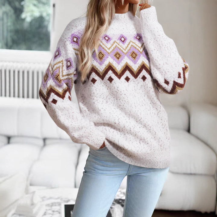 Knit sweater for women with geometric pattern and relaxed fit Lune London