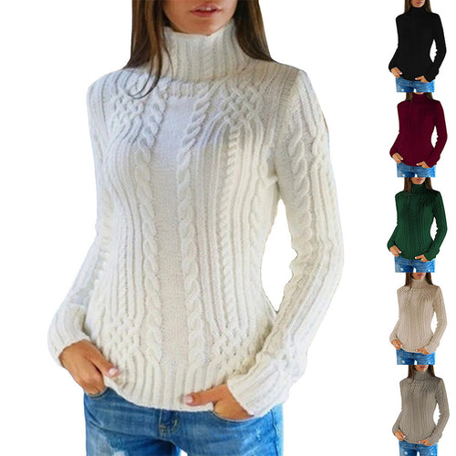 Ladies high quality knit sweater with turtleneck and twisted pattern Amarae