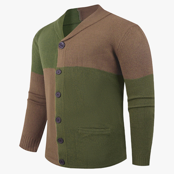 Men's knitted jacket with modern braid pattern and practical pockets Lune London