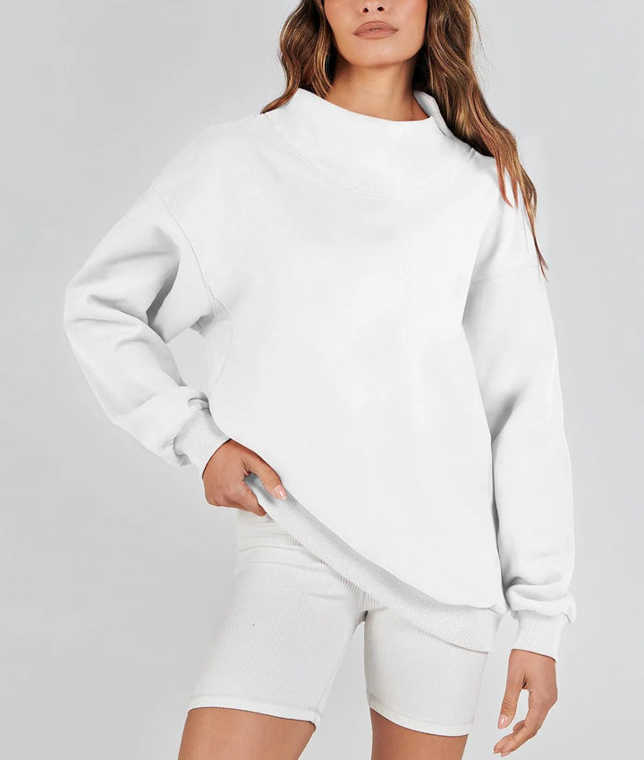Oversized sweatshirt for women with high collar and side slits Lune London