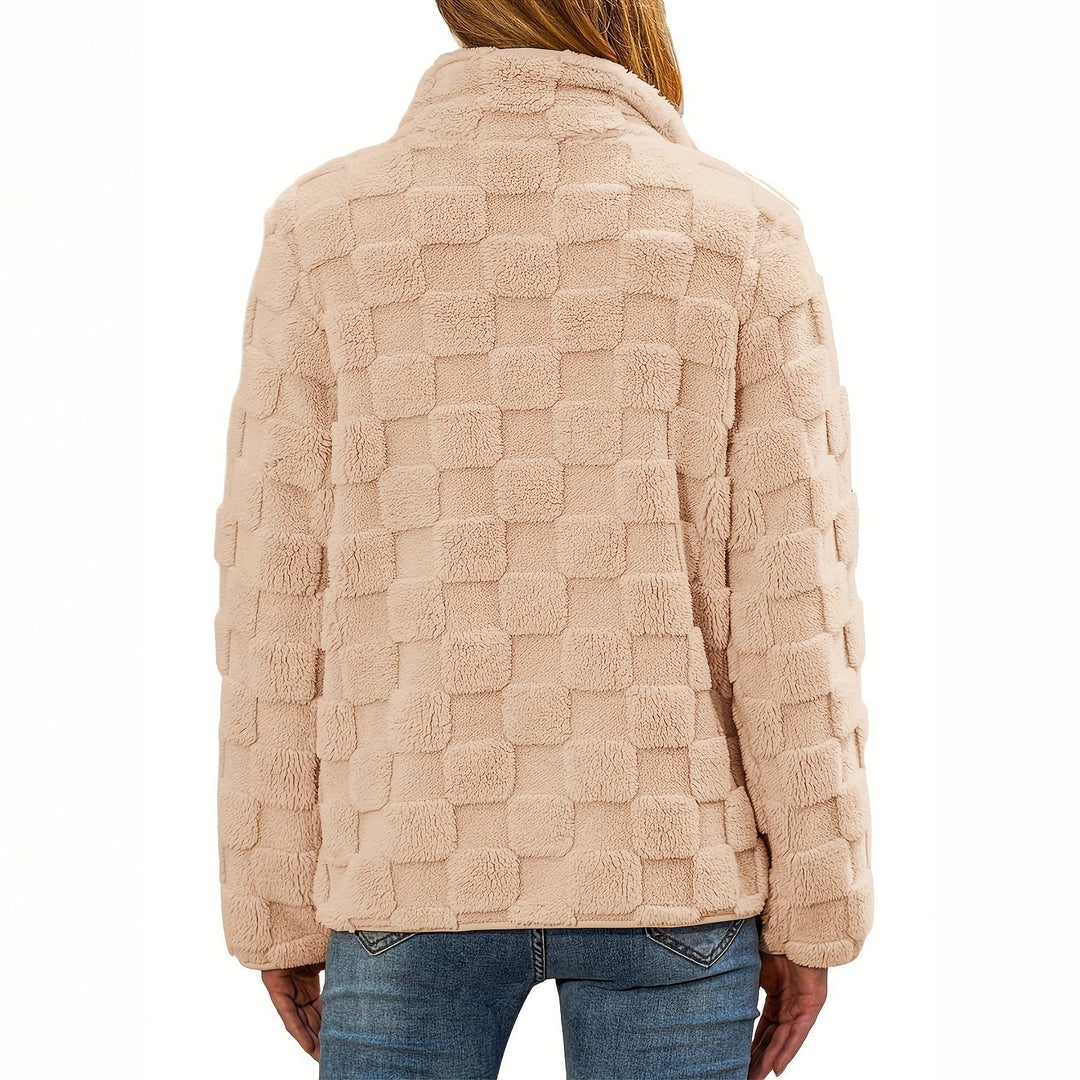 Women's fleece jacket with textured surface and high collar Lune London