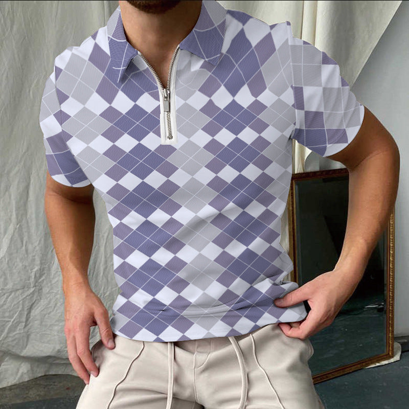 Lune London elegant short-sleeved checkered polo shirt for men