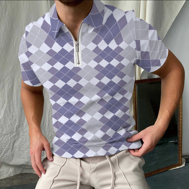 Lune London elegant short-sleeved checkered polo shirt for men