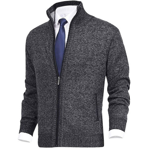 Men's knit jacket with high collar and stylish contrasting details Lune London