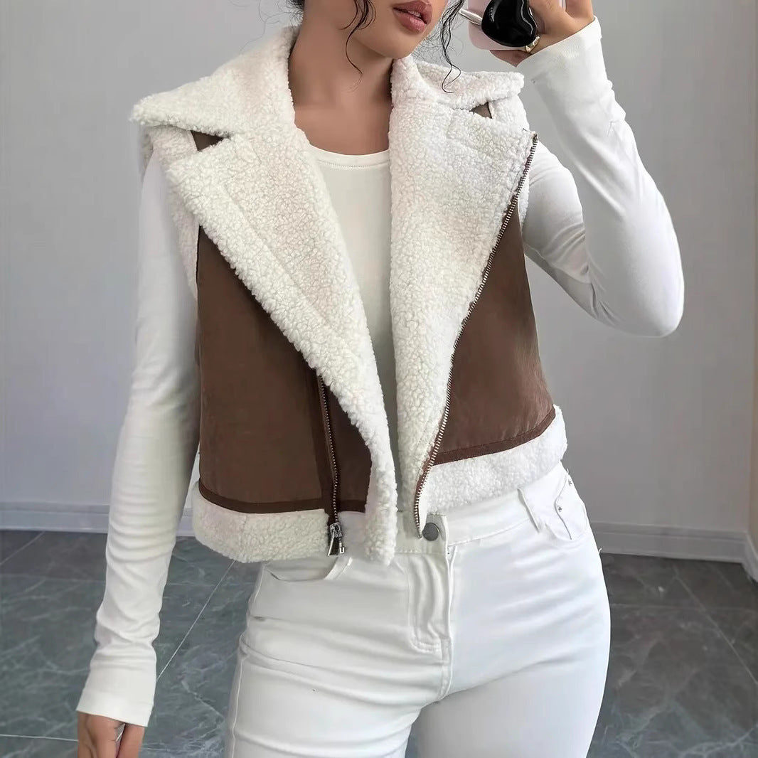 Cozy quilted vest for women with zipper and fleece collar Lune London