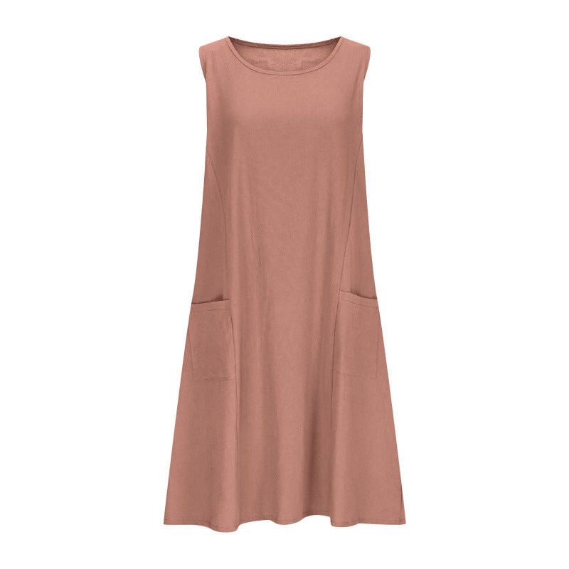 Women's Casual Sleeveless Dress with Double Pockets Lune London