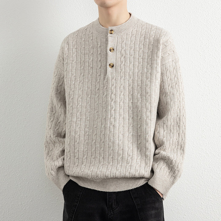 Knitted sweater for men with button details and textured surface Lune London