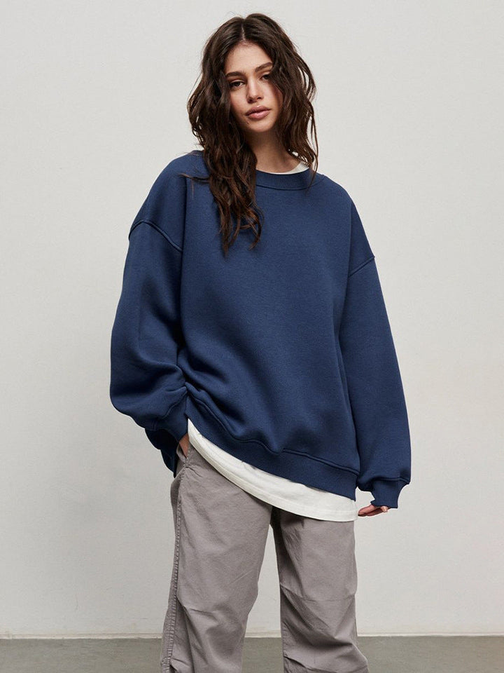 Women's Oversized Sweatshirt with Dropped Shoulder and Soft Fleece Fabric Chic und Stil