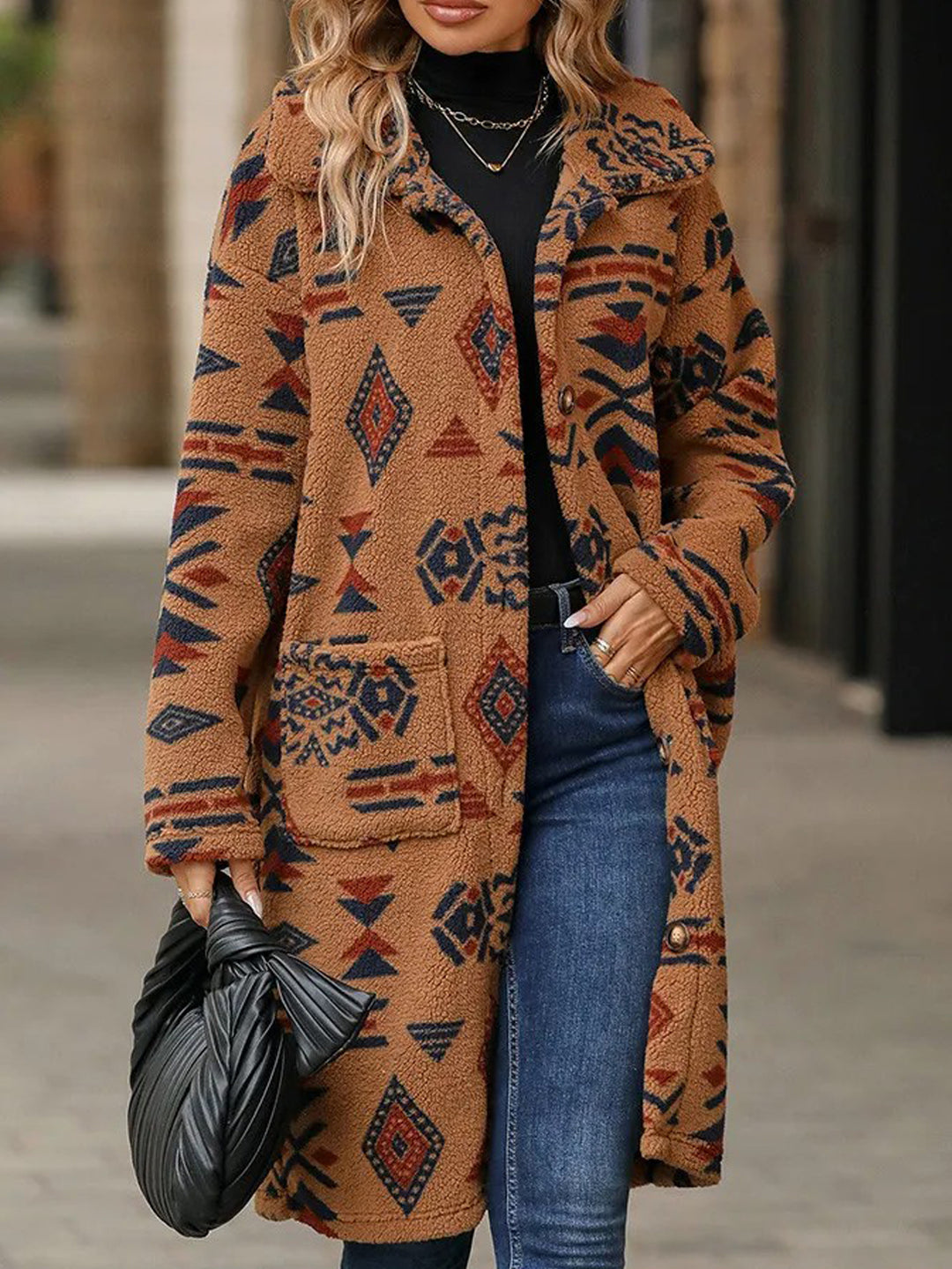 Veste à manches longues pour femmes avec motif géométrique Chic & Stil