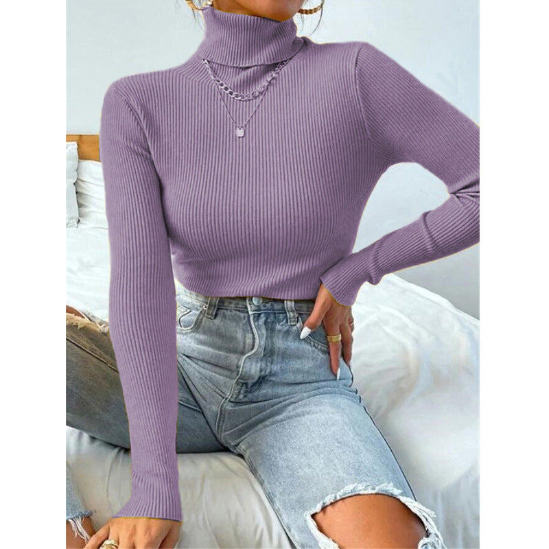 Ladies elegant turtleneck sweater with fine ribbed structure Lune London