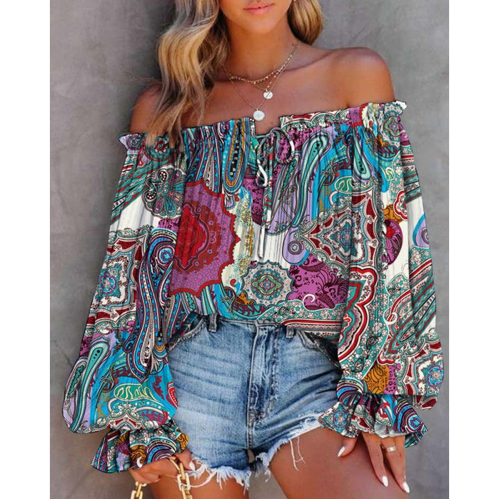 Bohemian off-shoulder blouse for women with flowing sleeves Lune London