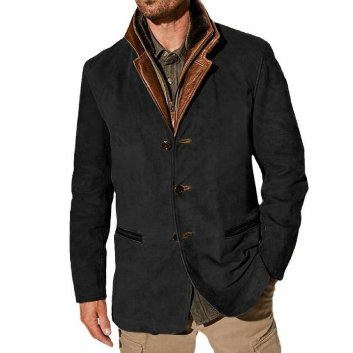 Men's suede blazer with removable leather inner vest Amarae