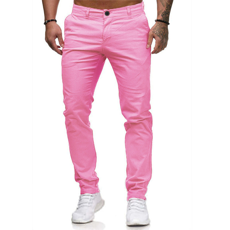Slim-fit chino pants for men with elastic waistband and deep side pockets Lune London