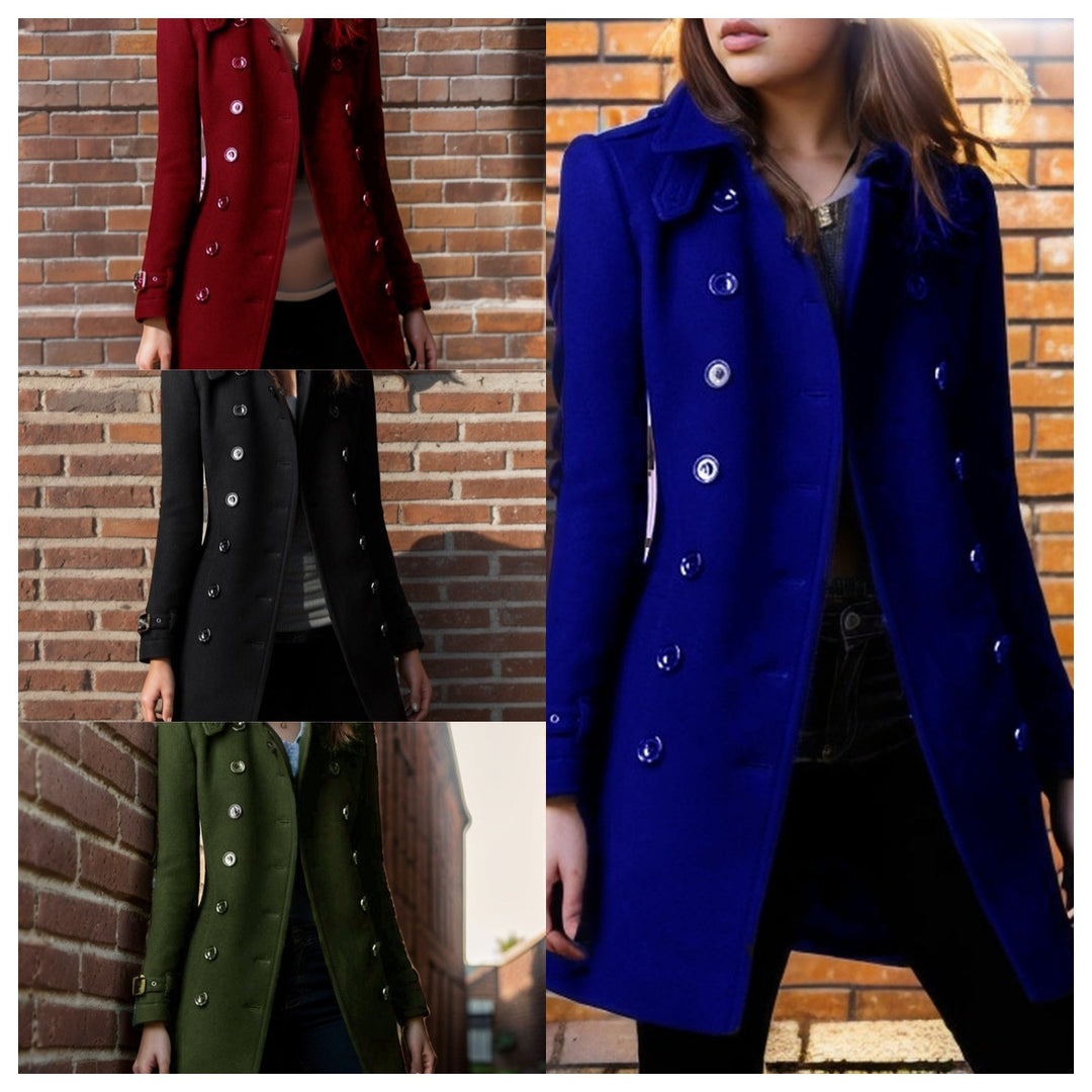 Elegant trench coat for women with a double row of buttons and weighted collar Amarae