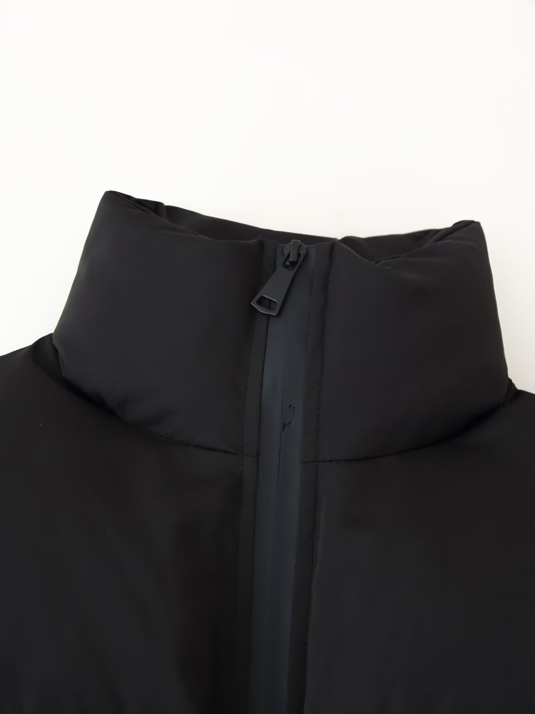 Cropped quilted jacket with high collar and elastic hem for women Lune London