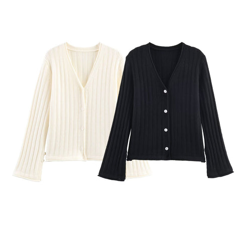 Knit jacket for women with a ribbed structure and elegant button details Amarae