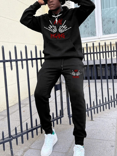 Men's hoodie and jogger set with eye-catching skeleton pattern Amarae