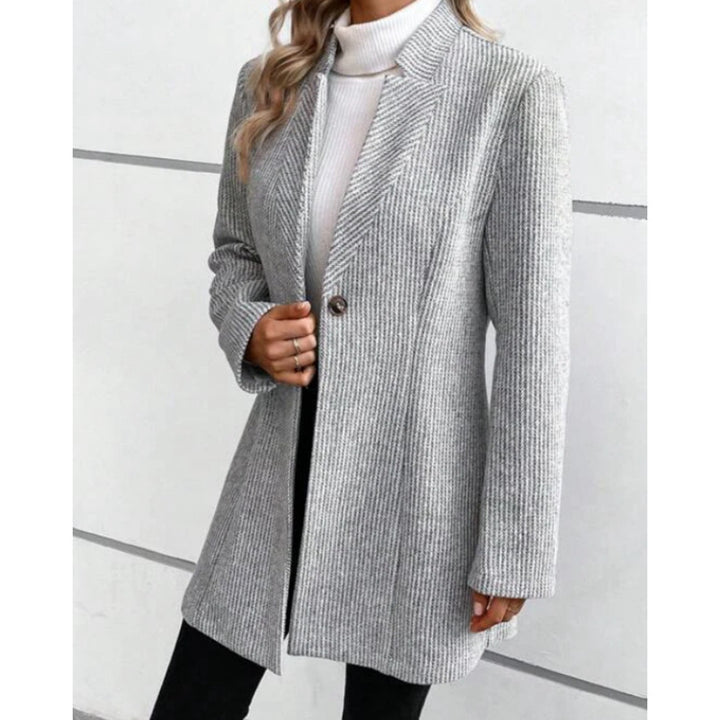 Ladies elegant long coat with structured design and refined details Lune London
